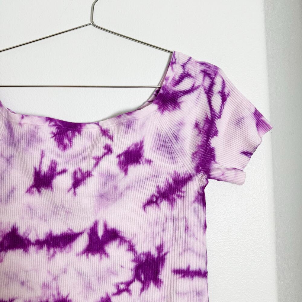 Torrid Pullover Off-Shoulder Short Sleeve Sweater Tie Dye Pink Purple sz 2X - Picture 4 of 8